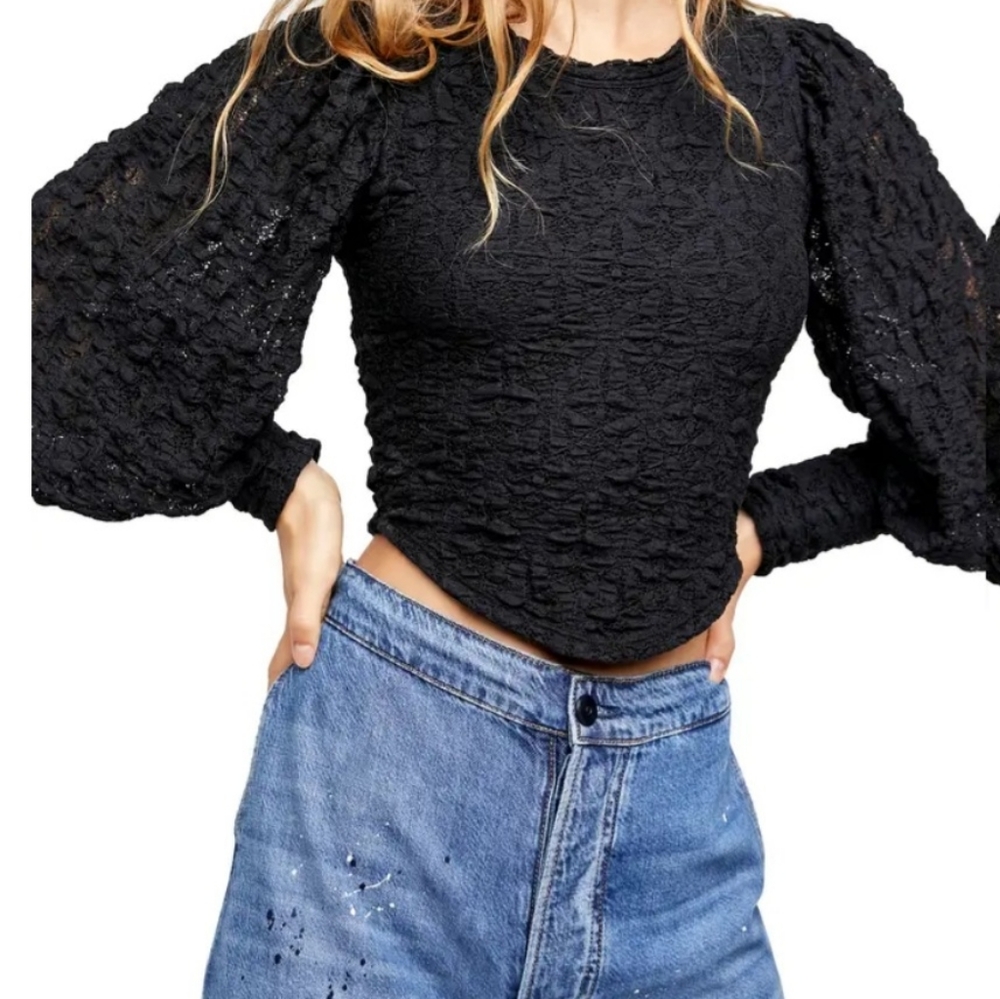 Free people puff sleeve, tea time top, M, NWT